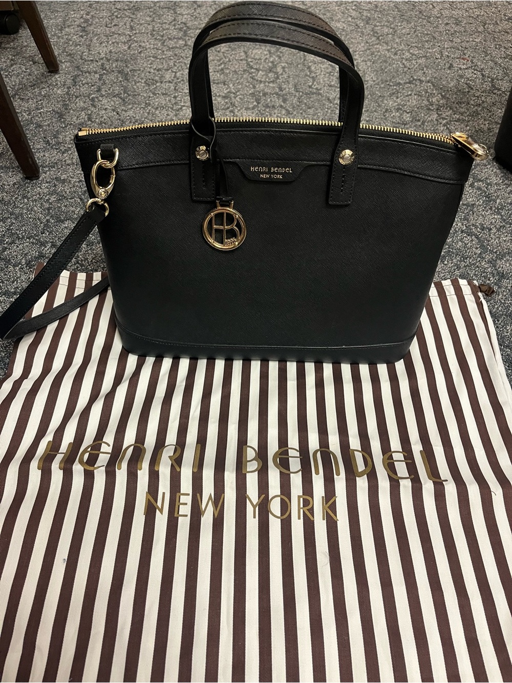 Henri Bendel West 57th Street Black Saffiano Leather Bag